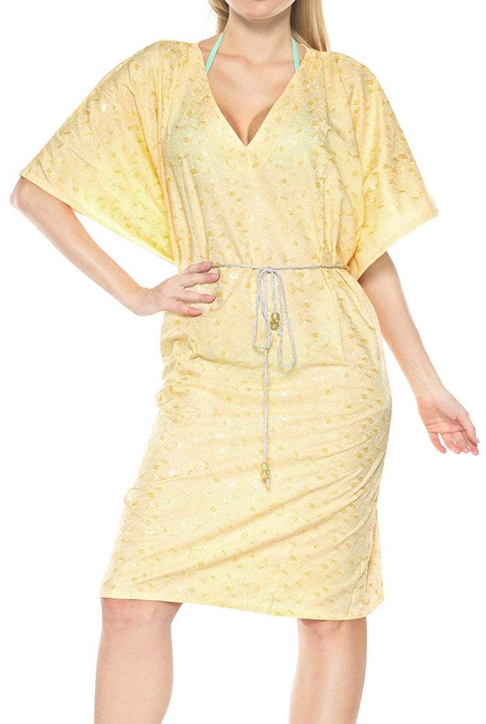 La Leela Rayon Embroidery Lounge Caftan Sundress/Lounge Swim Cover Up Poncho Gift Women