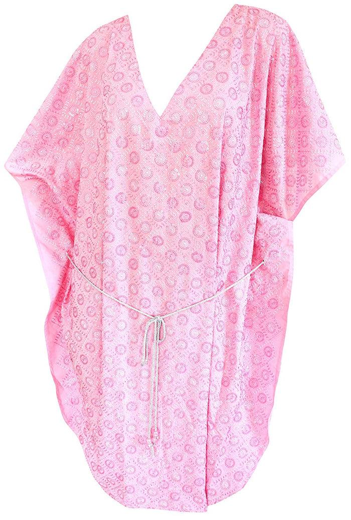 La Leela Rayon Embroidery Lounge Caftan Sundress/Lounge Swim Cover Up Poncho Gift Women