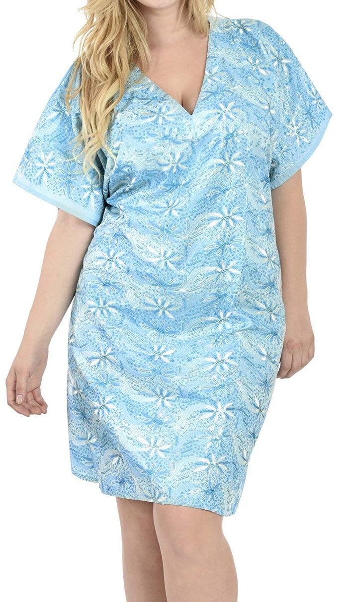 la leela Rayon Embroidery Lounge Caftan Sundress/Lounge Swim Cover up Poncho Gift Women