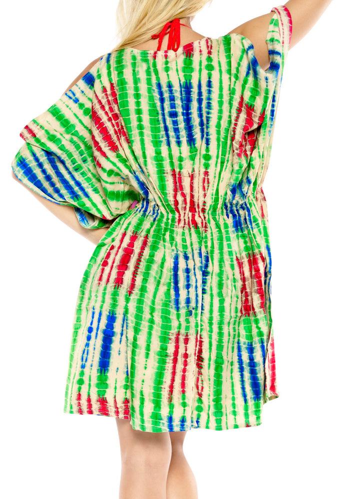 La Leela Rayon Tie Dye Women's Beach KimonoSwimwear Swimsuit Bikini Cover Up Blouse Green