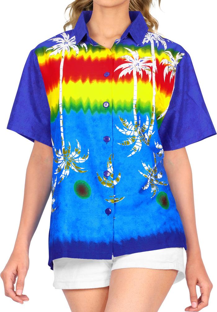 La Leela Women Hawaiian Shirt Beach Blouses Tank Top Aloha Casual Holiday Regular Fit