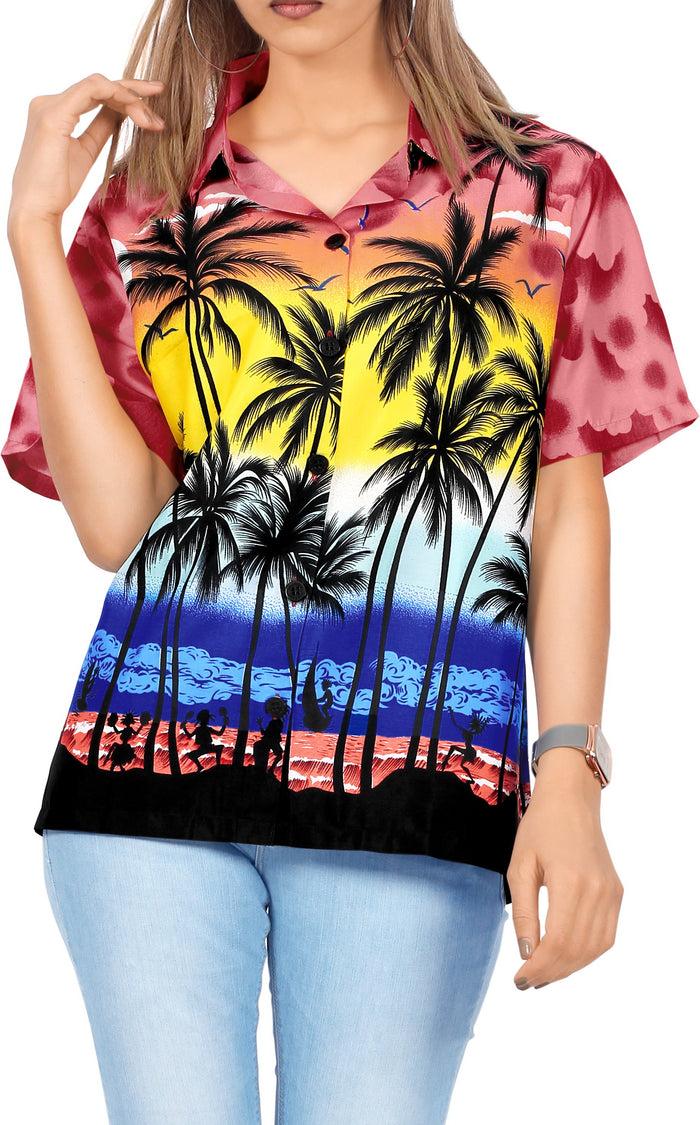 la leela Women Hawaiian Shirt Beach Blouses Tank Top Aloha Casual Holiday Regular Fit