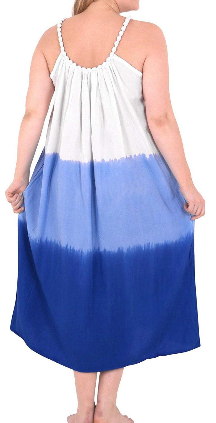La Leela Women Kimono Designer Sundress Beachwear Plus Size Evening Casual Cover Ups Blue