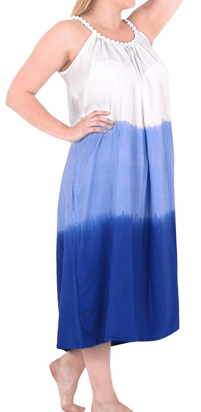 La Leela Women Kimono Designer Sundress Beachwear Plus Size Evening Casual Cover Ups Blue