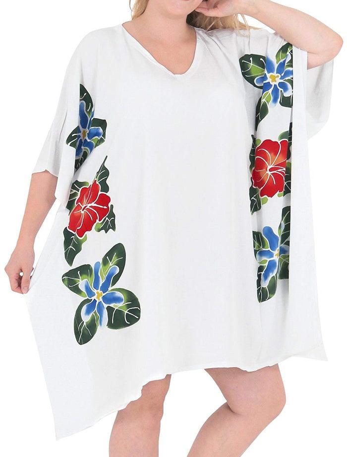La Leela Women Loose Designer Sundress Beachwear Plus Size Evening Casual Cover Ups White
