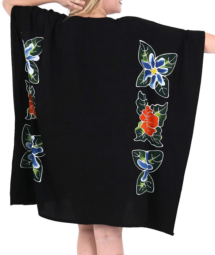 La Leela Women Loose Designer Sundress Beachwear Plus Size Evening Casual Cover Ups Black