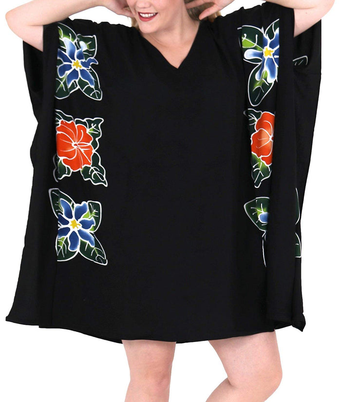 La Leela Women Loose Designer Sundress Beachwear Plus Size Evening Casual Cover Ups Black