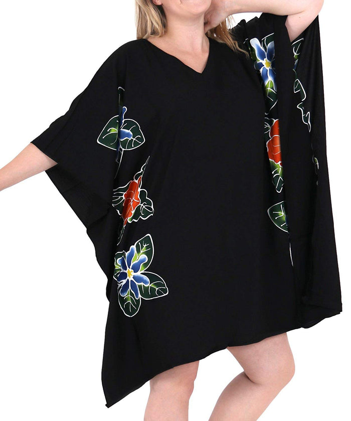 la leela Women Loose Designer Sundress Beachwear Plus Size Evening Casual Cover ups Black