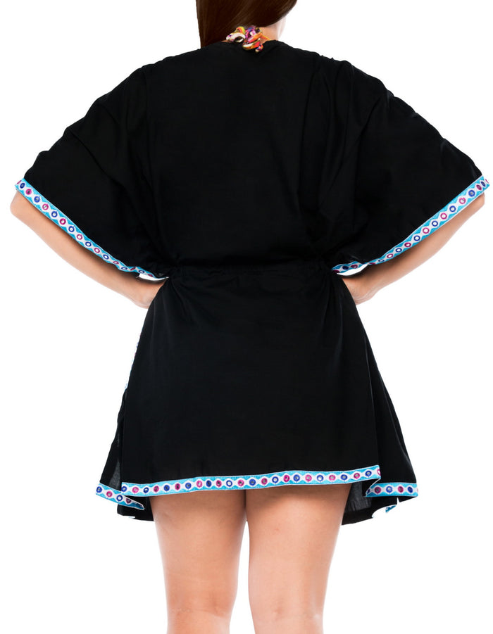 La Leela Women's Beach Kimono Rayon Casual Swimwear Bikini Cover Up Swimsuit Blouse Blue