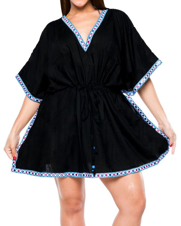 la leela Women's Beach Kimono Rayon Casual Swimwear Bikini Cover up Swimsuit Blouse Blue