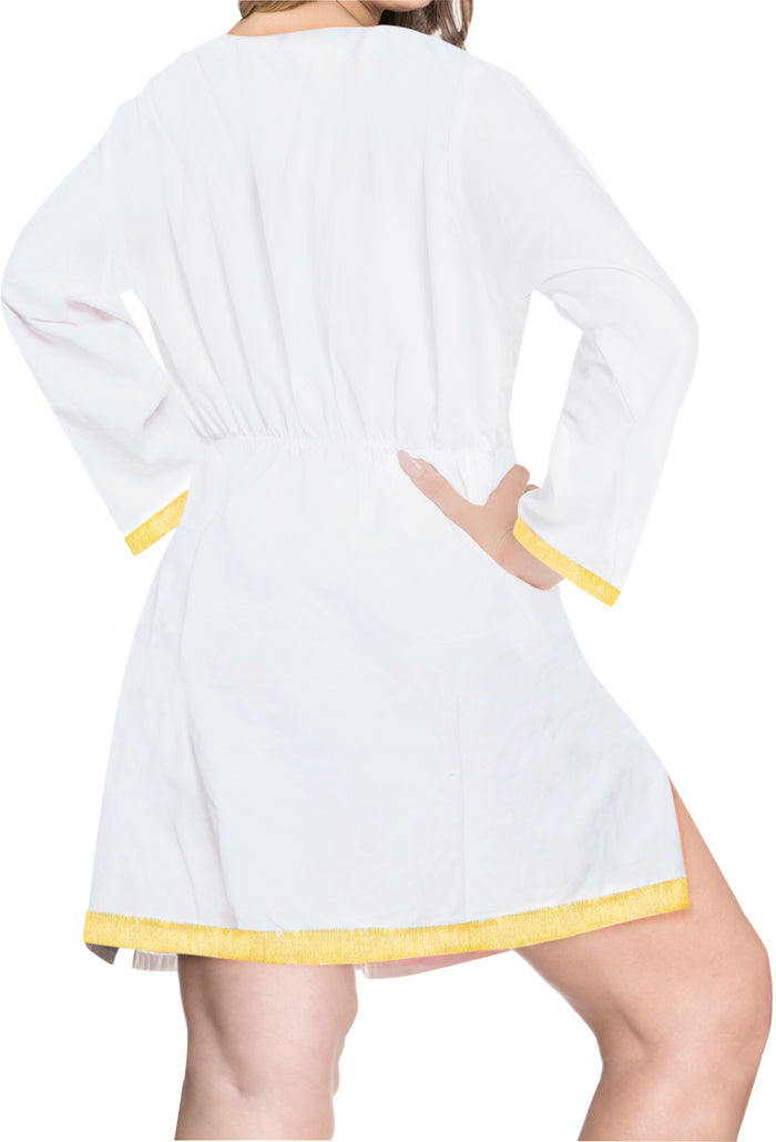 La Leela Women's Beachwear Casual Kimono Swimwear Swimsuit Blouse Bikini Cover Up White