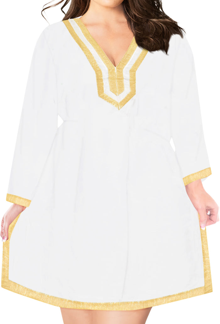 La Leela Women's Beachwear Casual Kimono Swimwear Swimsuit Blouse Bikini Cover Up White