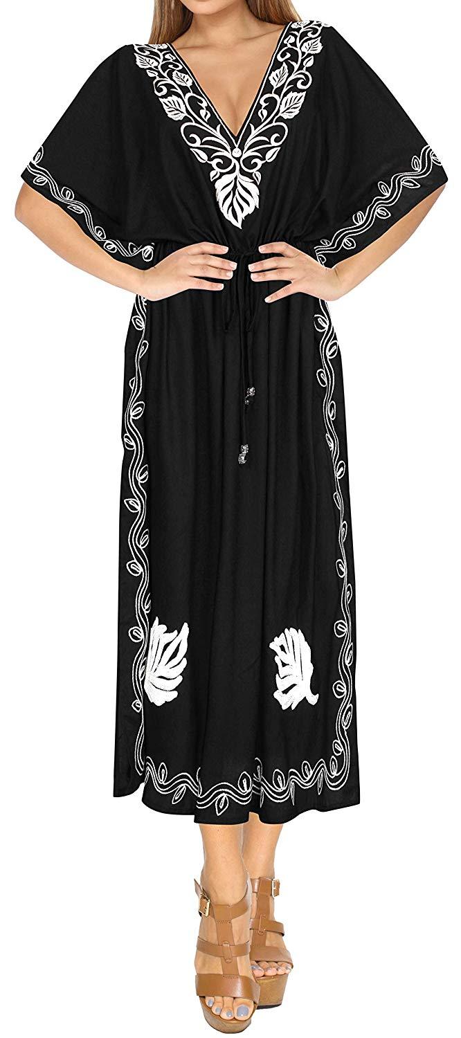 La Leela Women's Beachwear Designer Dress Rayon Swimwear Swimsuit Kimono Long Kaftan