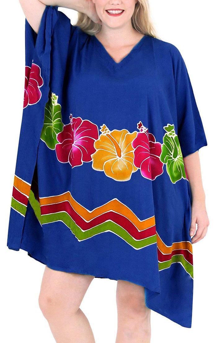 la leela Women's Beachwear Evening Plus Kimono Blouse Loose Casual Cover ups Casuals Blue
