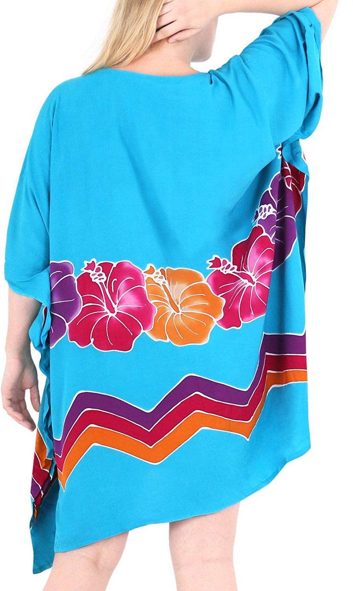 La Leela Women's Beachwear Evening Plus Size Blouse Loose Cover Ups Casuals Turquoise