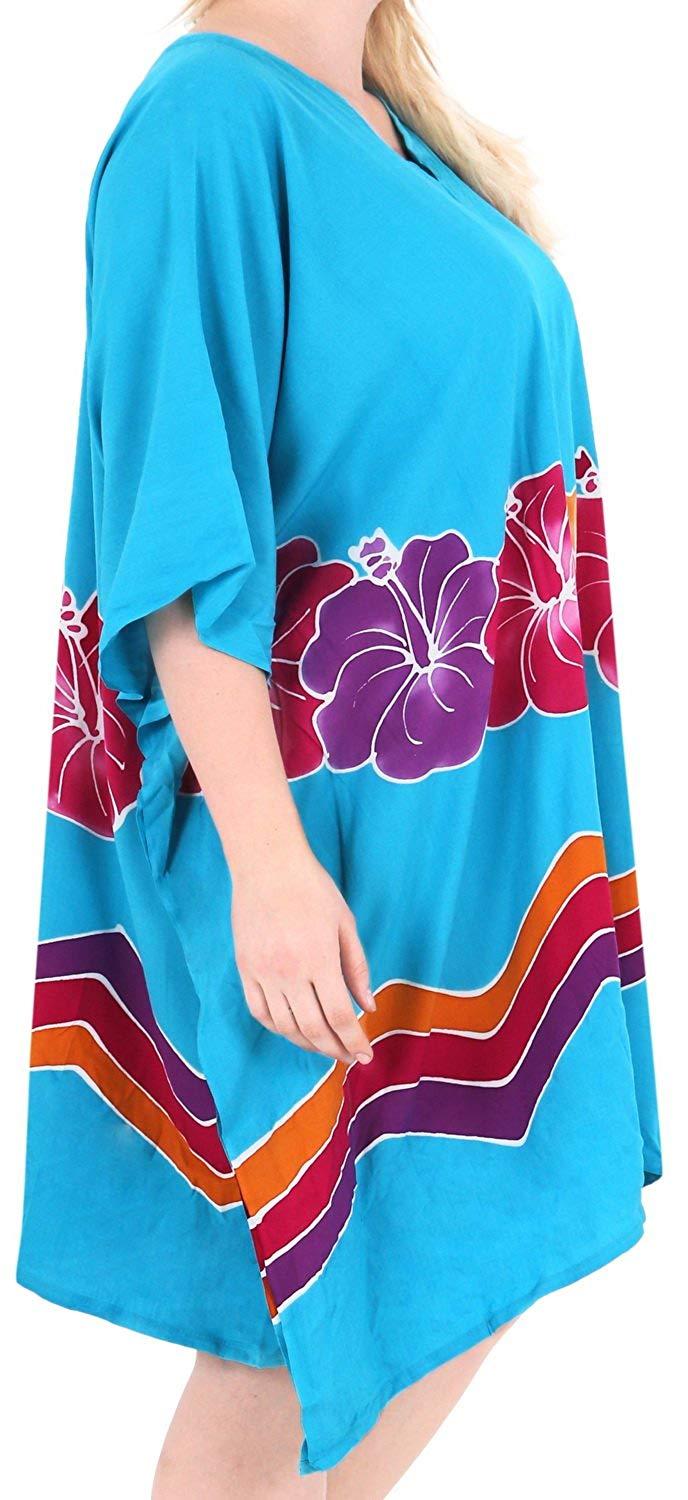 La Leela Women's Beachwear Evening Plus Size Blouse Loose Cover Ups Casuals Turquoise