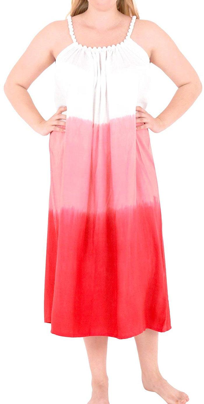 La Leela Women's Beachwear Tie Dye Swimwear Rayon Sleep Wear Caftan Multi Plus Cover Ups
