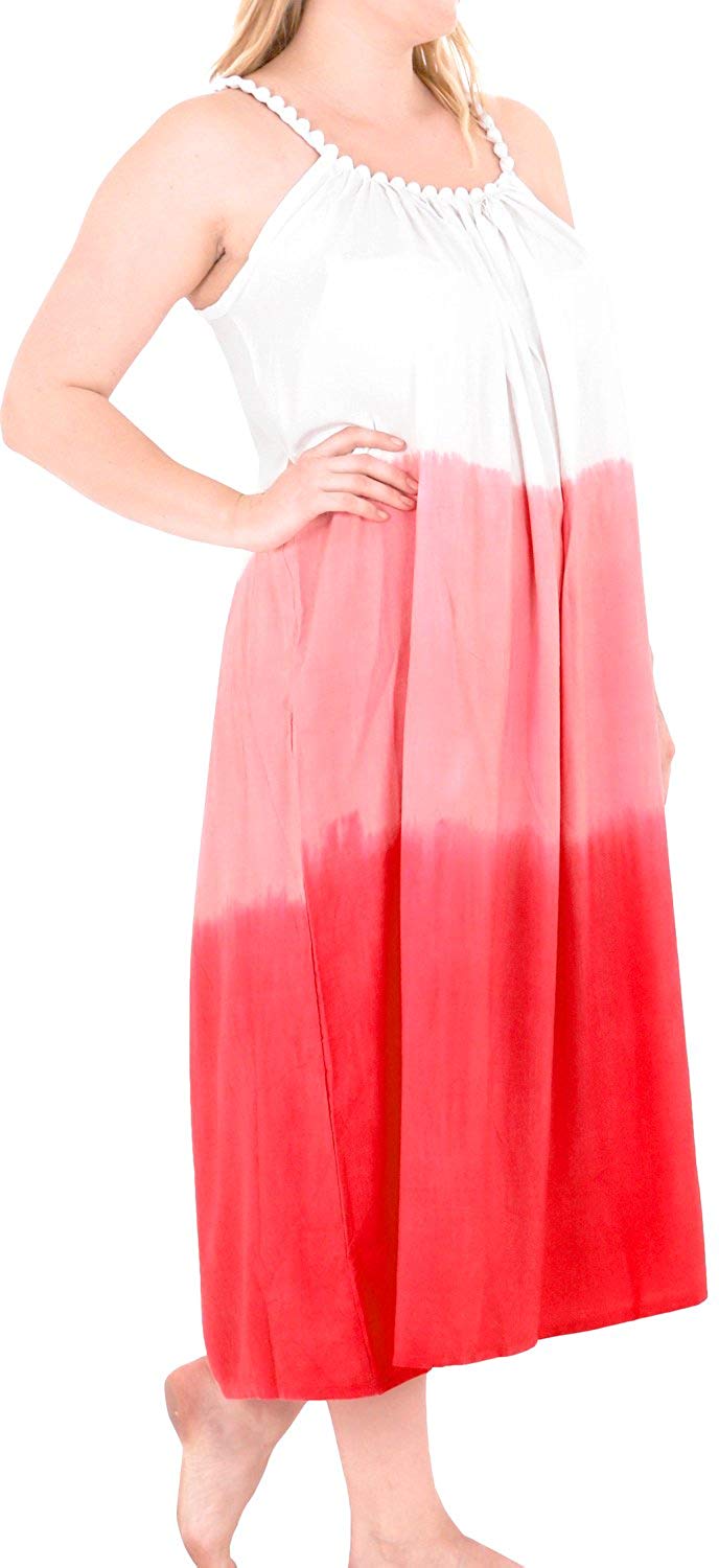 la leela Women's Beachwear Tie Dye Swimwear Rayon Sleep wear Caftan Multi Plus Cover ups