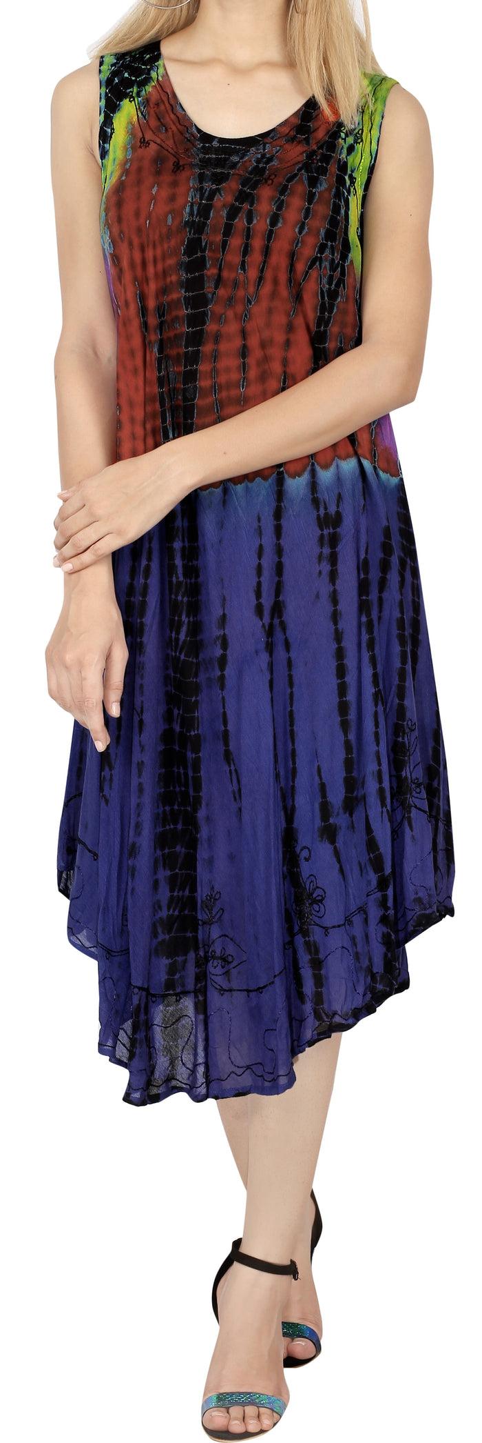 La Leela Women's Caftan Cover Up Rayon Beach MAXI DRESS Cover Up Hand Tie Dye Design Swim