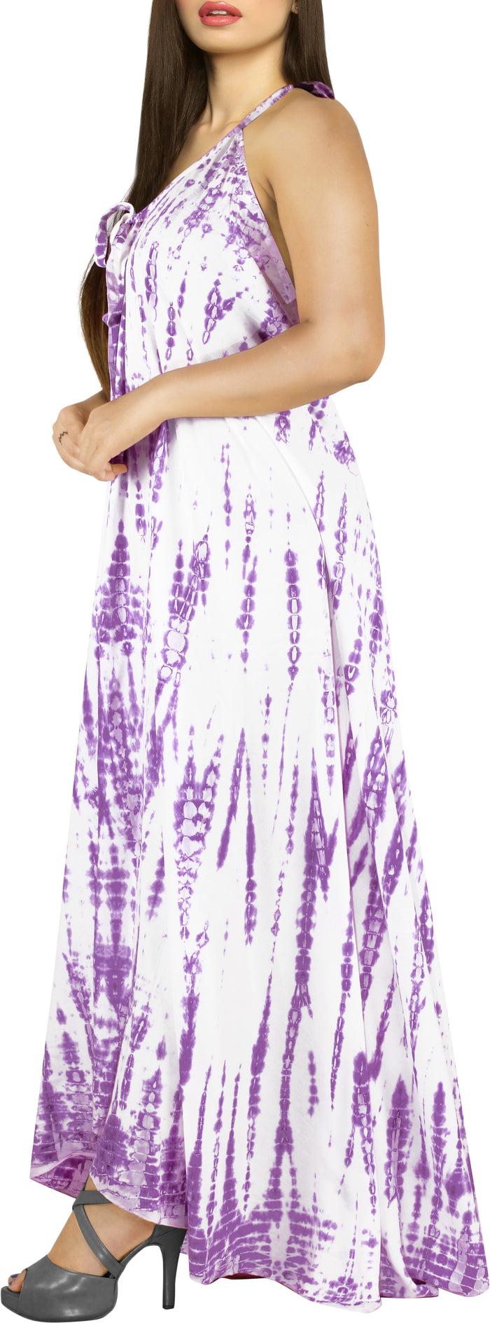 La Leela Women's Casual Beachwear Tie Dye Loose Bikini Swimwear Cover Up Caftan Dress Pur