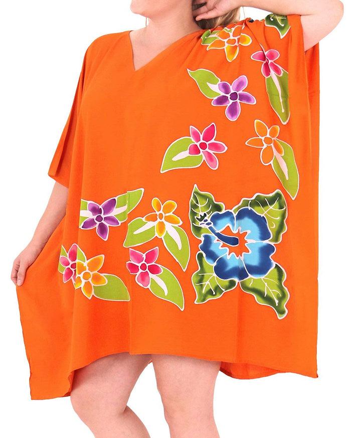 La Leela Women's Designer Sundress Beachwear Plus Evening Casual Cover Ups Dress Orange