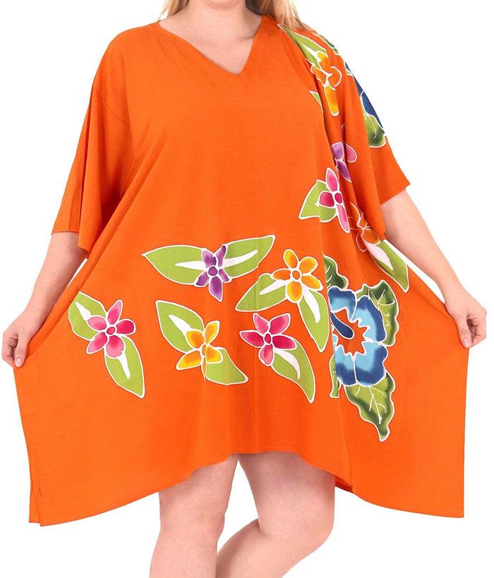 la leela Women's Designer Sundress Beachwear Plus Evening Casual Cover ups Dress Orange