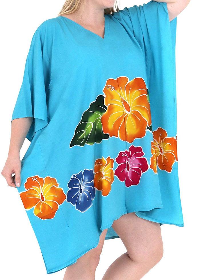 La Leela Women's Designer Sundress Beachwear Plus Size Evening Casual Cover Ups Turquoise