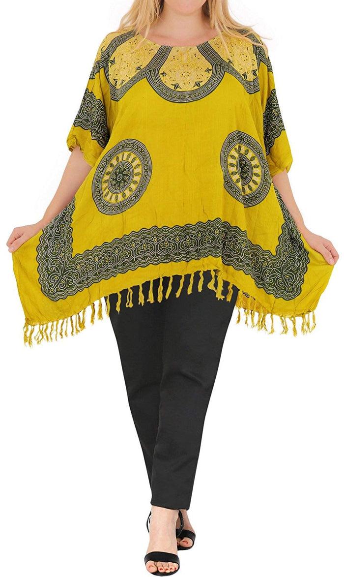 La Leela Women's Designer Tunic Beachwear Plus Size Loose Fit Casual Top 14 - 18