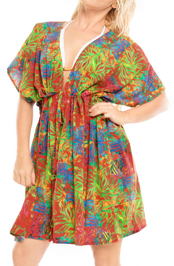 La Leela Women's Dress Designer Sundress Beachwear Lounger Plus Bikini Cover Up Multicolo