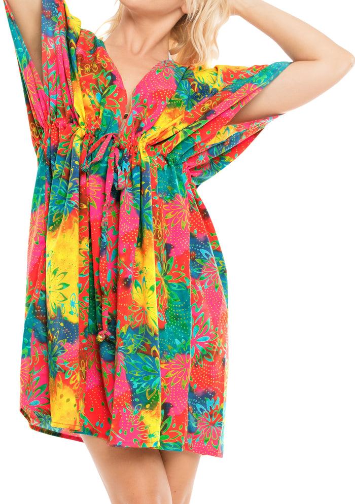 La Leela Women's Dress Designer Sundress Beachwear Lounger Plus Bikini Cover Up Multicolo