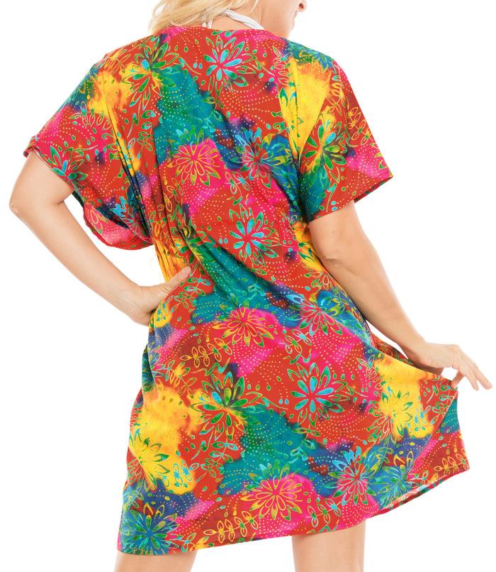 La Leela Women's Dress Designer Sundress Beachwear Lounger Plus Bikini Cover Up Multicolo