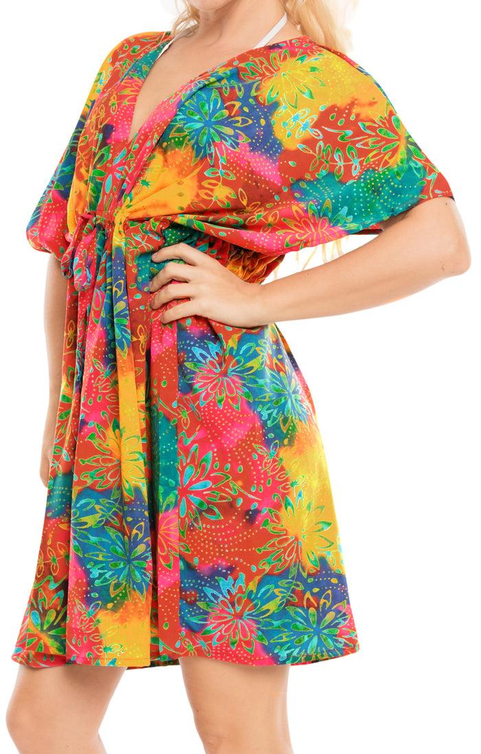 la leela Women's Dress Designer Sundress Beachwear Lounger Plus Bikini Cover up Multicolo
