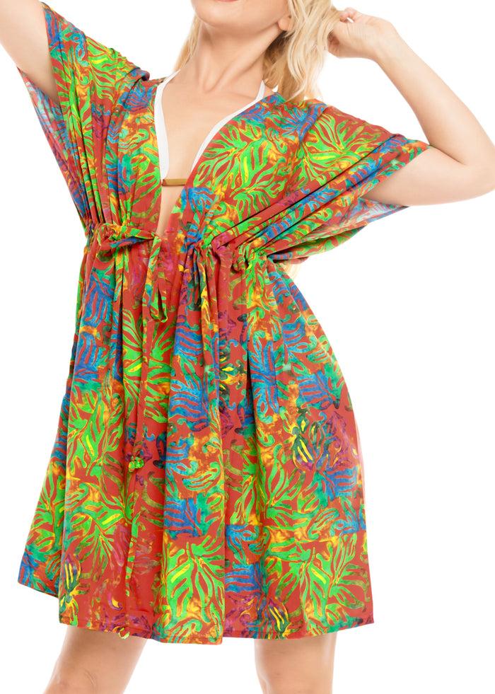 la leela Women's Dress Designer Sundress Beachwear Lounger Plus Bikini Cover up Multicolo