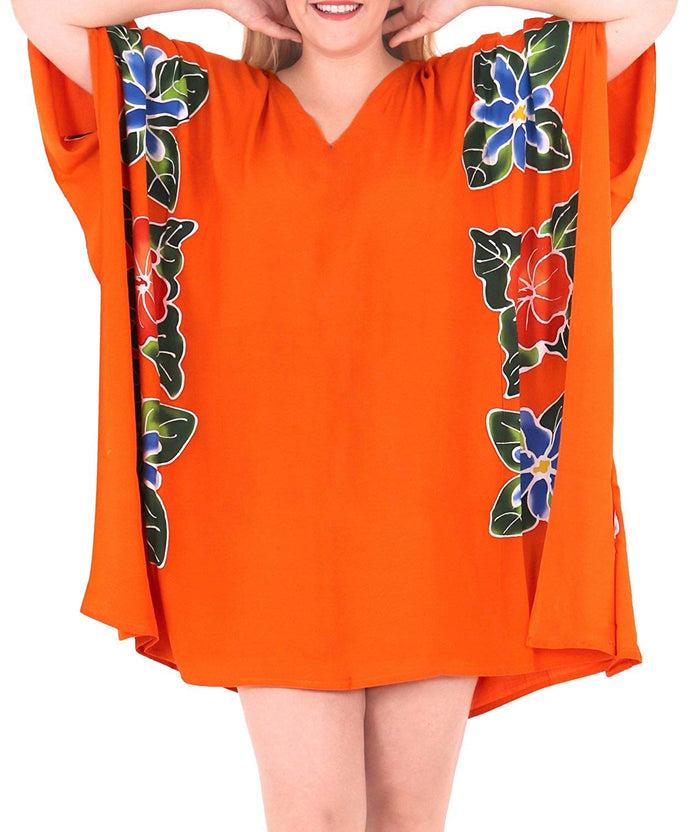La Leela Women's Kimono Designer Sundress Beachwear Plus Evening Casual Cover Ups Orange
