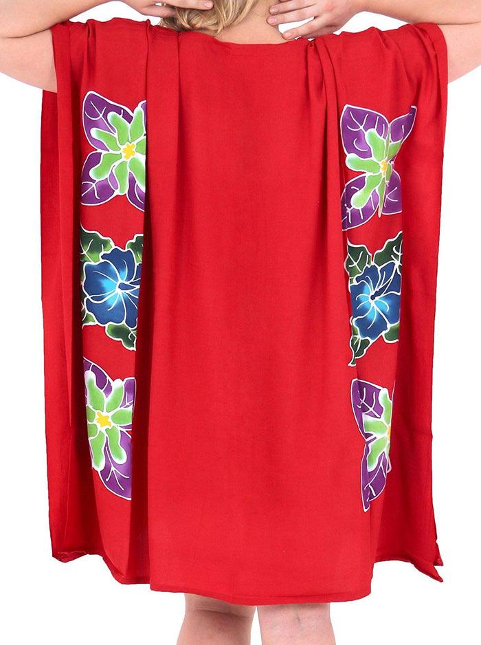 La Leela Women's Kimono Designer Sundress Beachwear Plus Size Evening Casual Cover Up Red