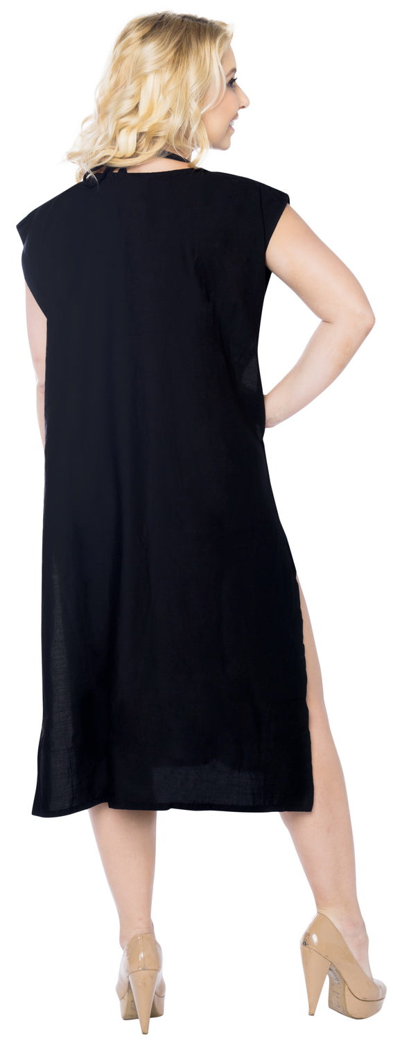 La Leela Women's Kimono Rayon Beachwear Swimsuit Swimwear Bikini Cover Up Blouse Black