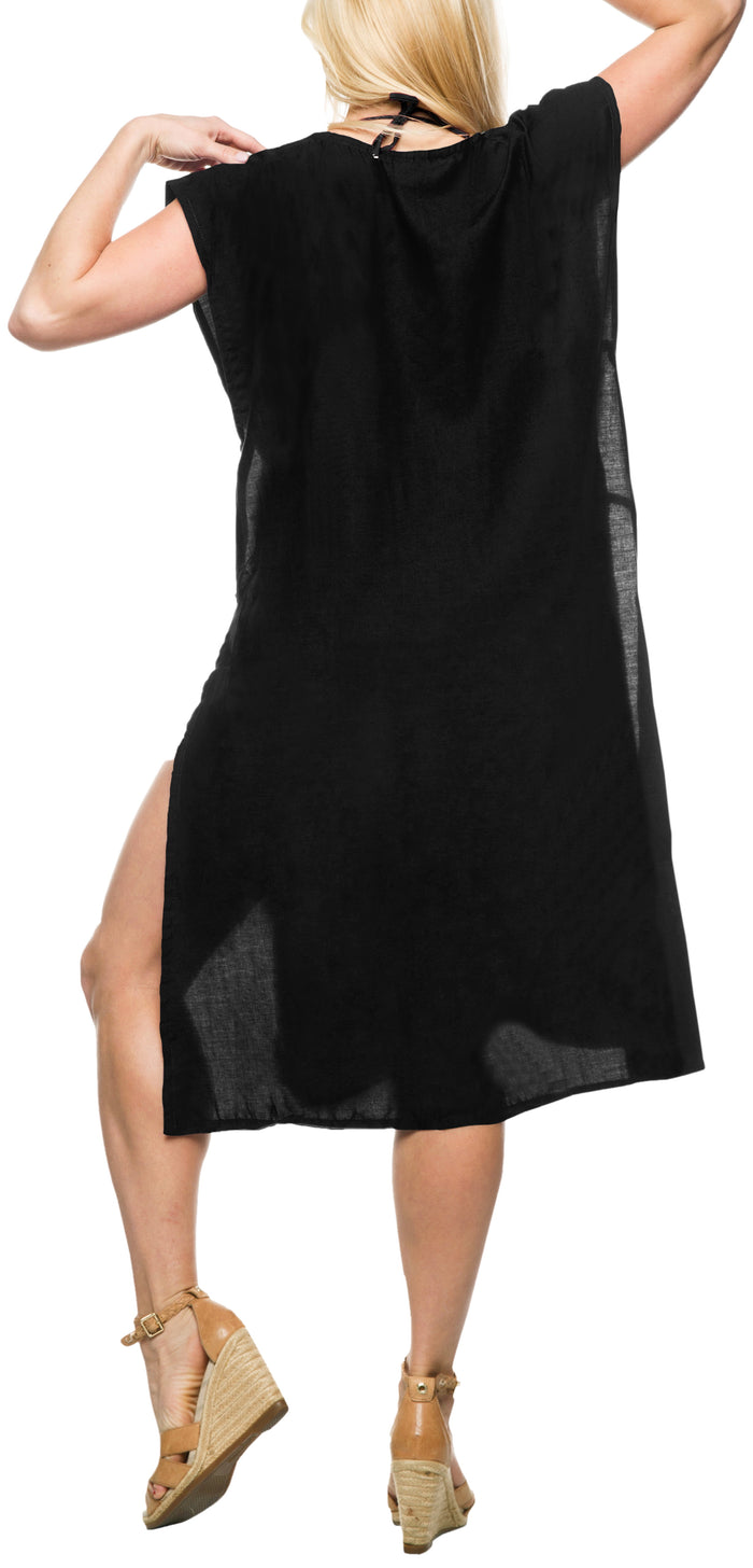 La Leela Women's Kimono Rayon Swimsuit Swimwear Blouse Bikini Cover Up Beachwear Black