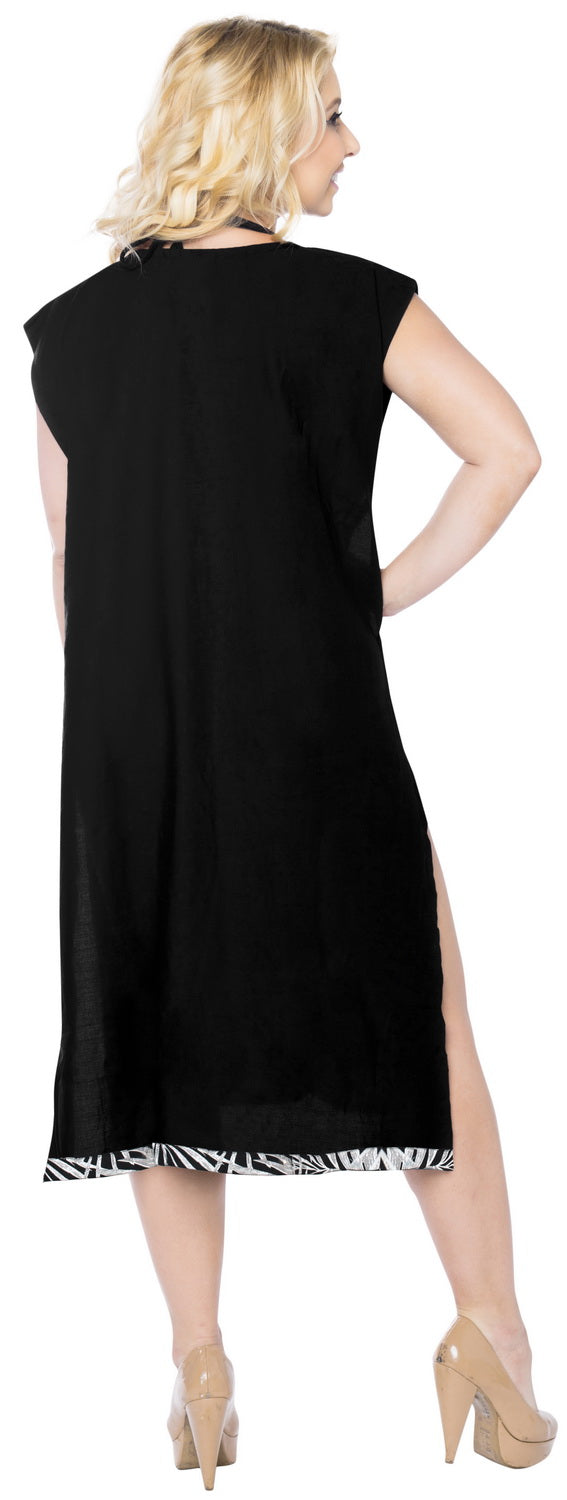 La Leela Women's Loose Beach Dress Swimwear Swimsuit Bikini Cover Up Open Sided Black