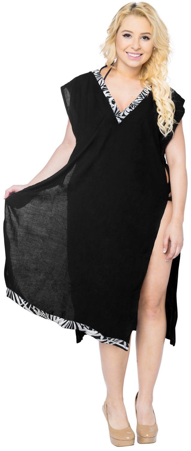 La Leela Women's Loose Beach Dress Swimwear Swimsuit Bikini Cover Up Open Sided Black