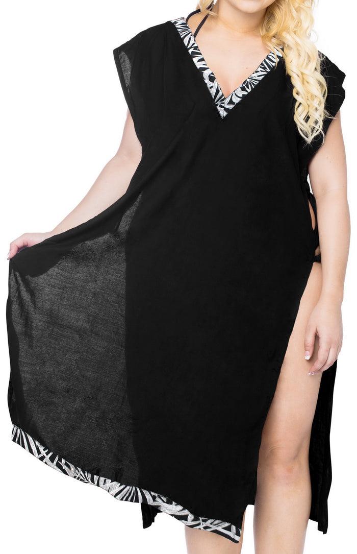 la leela Women's Loose Beach Dress Swimwear Swimsuit Bikini Cover up Open sided Black