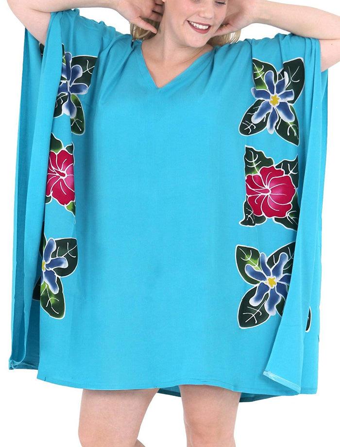 la leela Women's Loose Sundress Beachwear Plus Size Evening Casual Cover ups Turquoise