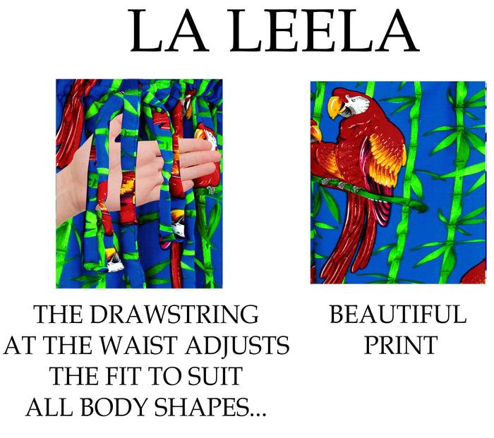 La Leela Women's Parrot Swimwear Swimsuit Bikini Cover Up Blouse Drawstring One Size B_Bl