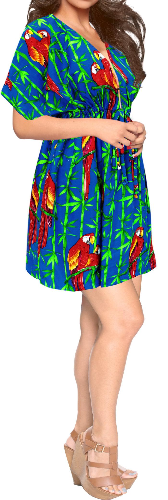 La Leela Women's Parrot Swimwear Swimsuit Bikini Cover Up Blouse Drawstring One Size B_Bl