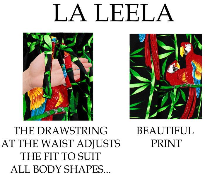 La Leela Women's Parrot Swimwear Swimsuit Bikini Cover Up Blouse Drawstring One Size Blac