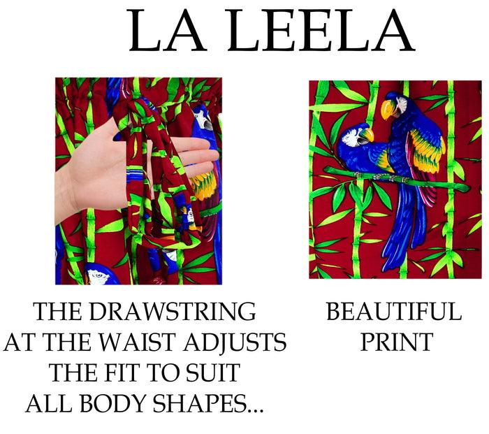La Leela Women's Parrot Swimwear Swimsuit Bikini Cover Up Loose Drawstring One Size Red