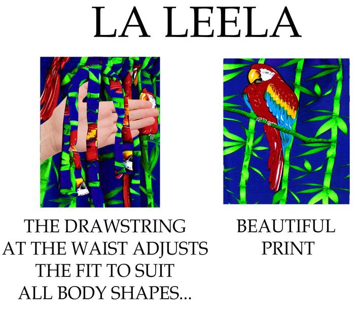 La Leela Women's Parrot Swimwear Swimsuit Bikini Cover Up Loose Drawstring One Size R_Blu