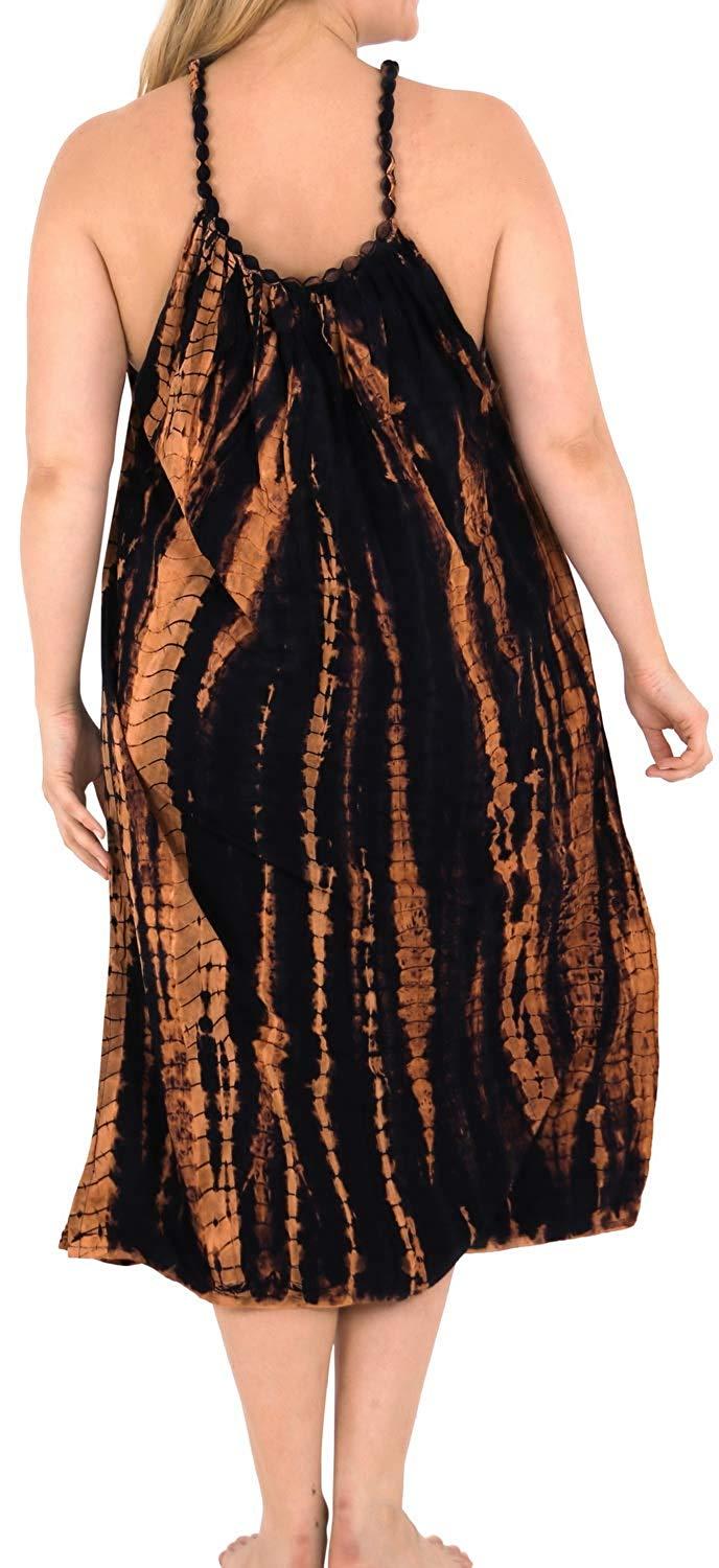 La Leela Women's Rayon Embroidered Tie Dye Caftan Dress Beach Swimwear Cover Up Black