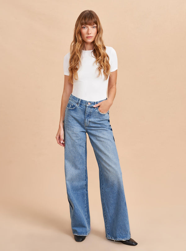 La Ligne Isadora High-Rise Wide-Leg Side Stripe Jean