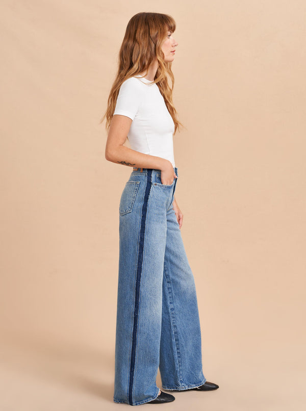 La Ligne Isadora High-Rise Wide-Leg Side Stripe Jean