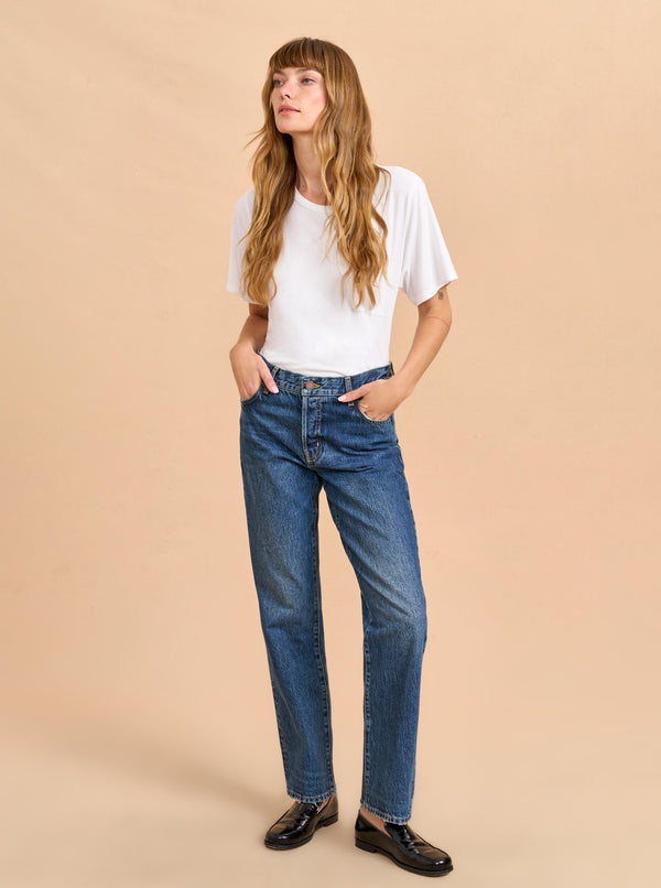 la ligne François Mid-Rise Boyfriend Straight Jean